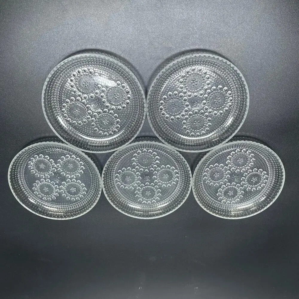 Riihimaen Lasi Nanny Still Grapponia Clear Glass Dessert Plates 5.75 in Set of 5